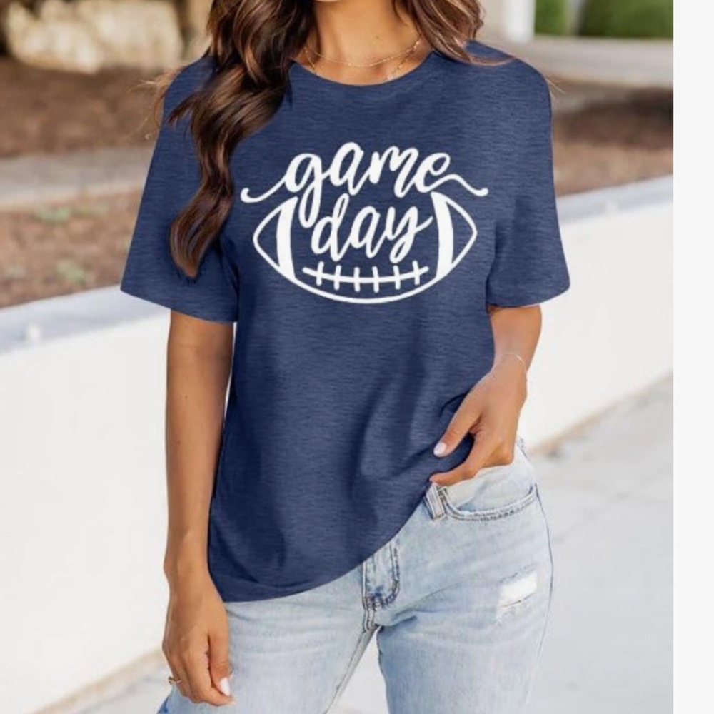 Blue Football Game Day Dri Fit Short Sleeve Shirt Womens Small NWOT